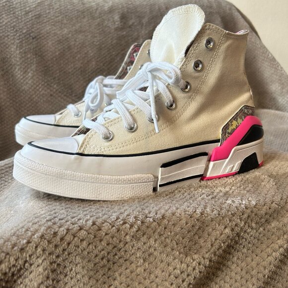 BRAND NEW Converse CPX70 HI TOP Pink and White Snakeskin Shoe, size 7.5 - Picture 2 of 8